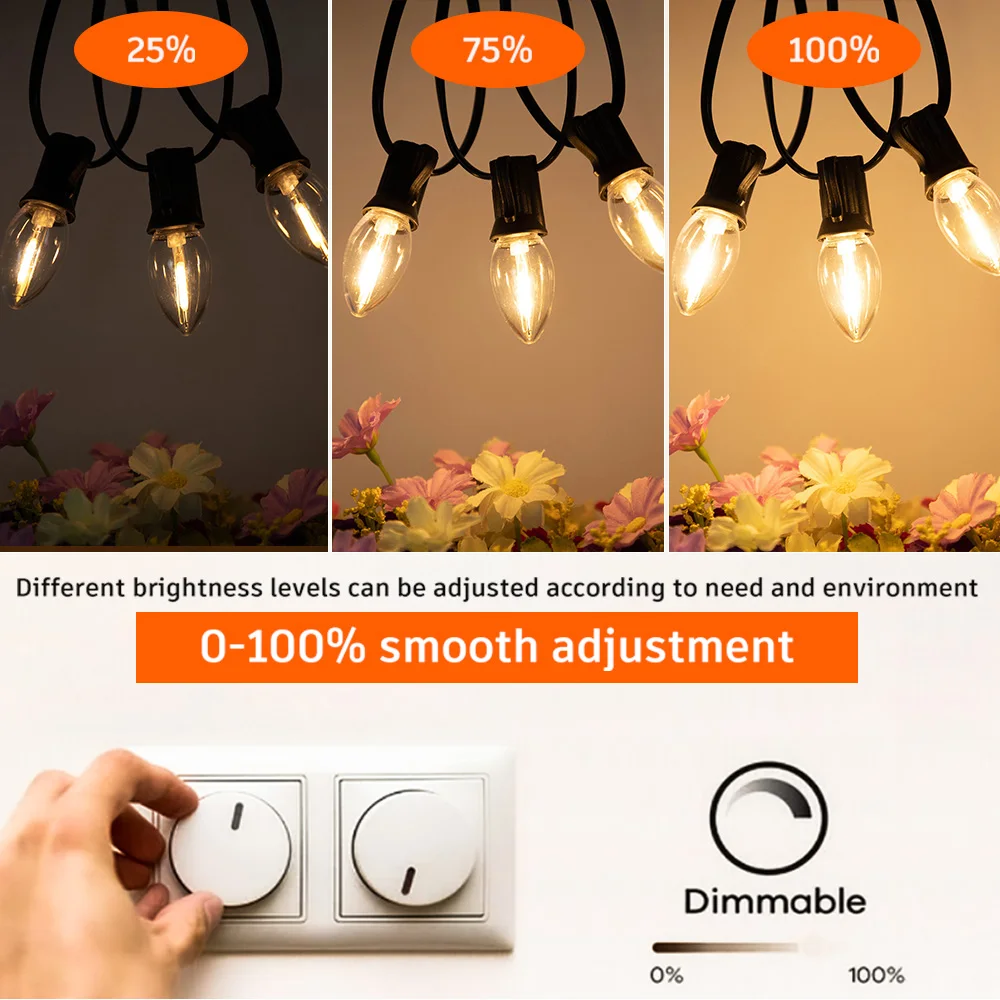 Colorful String Lights C7 Candle Plastic Bulbs 1w E12 Base RGB EU US Plug Birthday Party Garden Shatterproof Decorative Garlands
