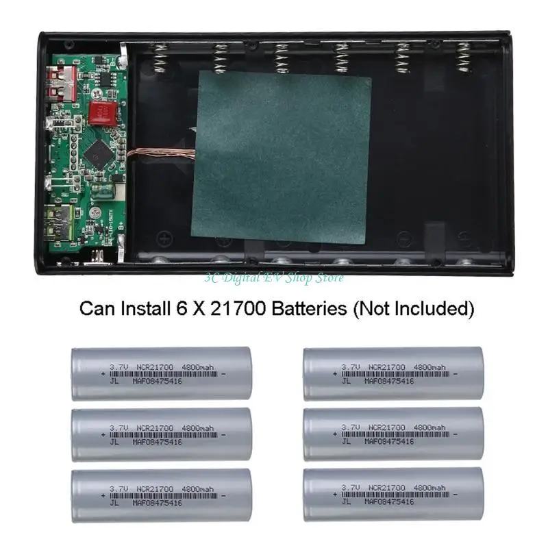 E74D DIY Detachable LCD 6x21700 Battery for Case 5W 10W 22.5W QC3.0 Fast for Shell Wireless Charging Box fo