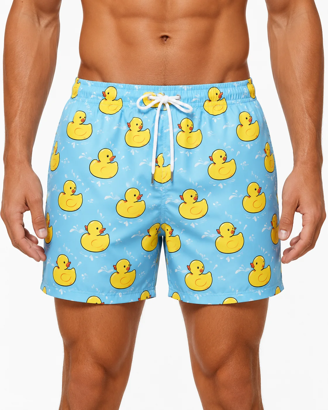 Mens Rubber Duck 3D Print Swim Shorts Quick Dry Drawstring Beach Board Shorts Funny Cartoon Summer Vacation Swimwear