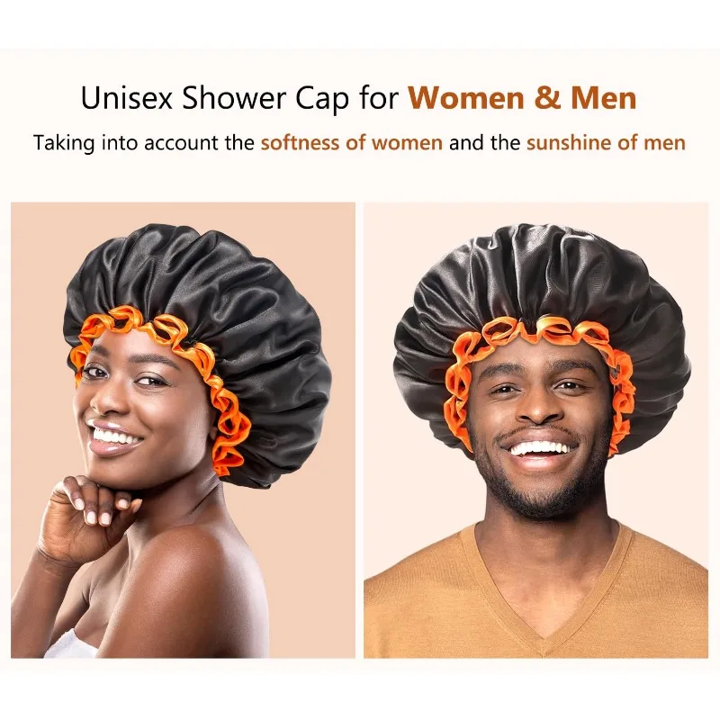 Large Double Layer PEVA Waterproof Shower Cap For Women Hair Dye Hot Oil Hair Care Bath