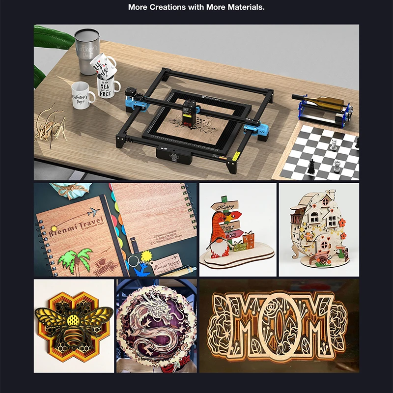 TTS-20 Pro CNC Pengukir Laser Logam Mendukung Kontrol Offline Pemotong Laser Alat Akrilik Kayu Kulit dengan Sakelar Batas