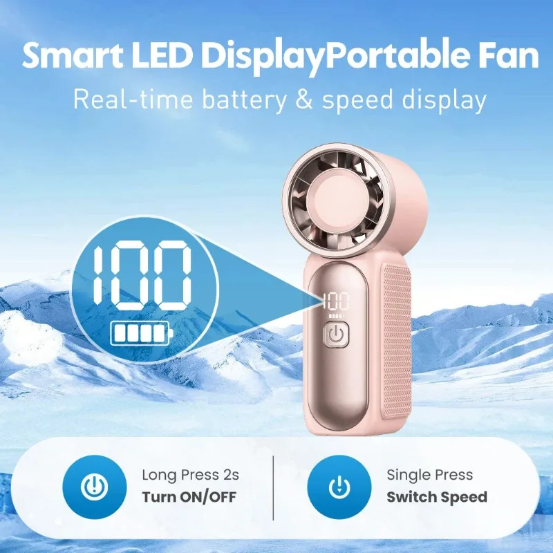 Mini Handheld Fan 3600mAh High-Speed Portable Turbo Pocket Fan for Outdoor Travel