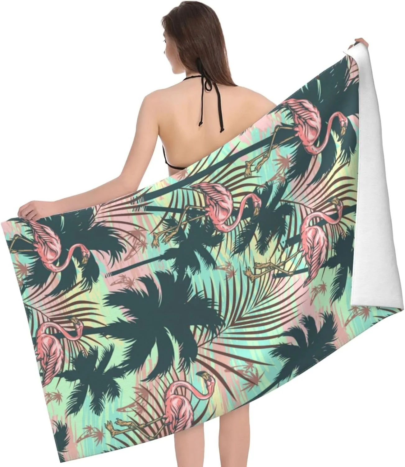 Coconut tree flamingo Beach Towel for family friends Gift Towel Quick-Dry Towel For Bath Yoga Tourism Beach GYM Camping Swimming