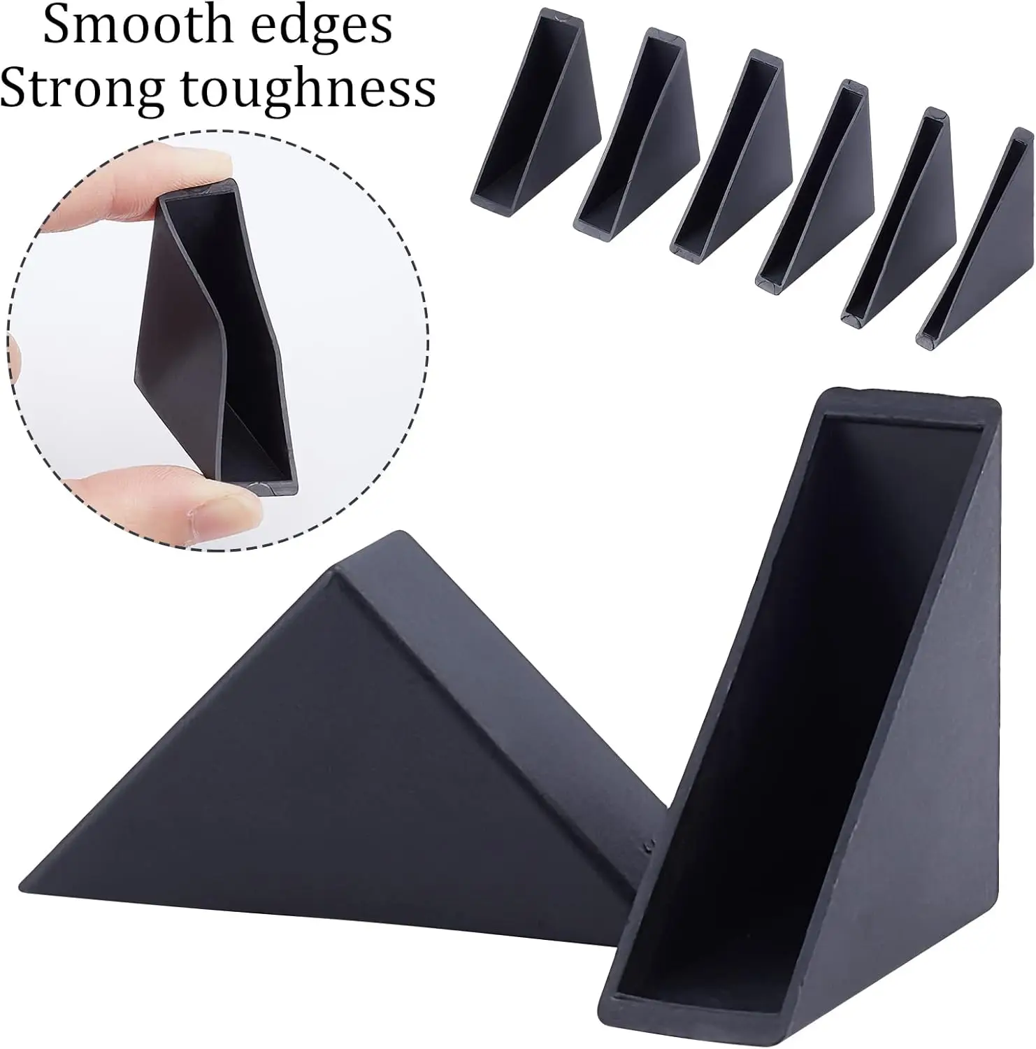 200Pcs Black Plastic Glass Tile Panel Corner Guards Slip-on Protector Caps