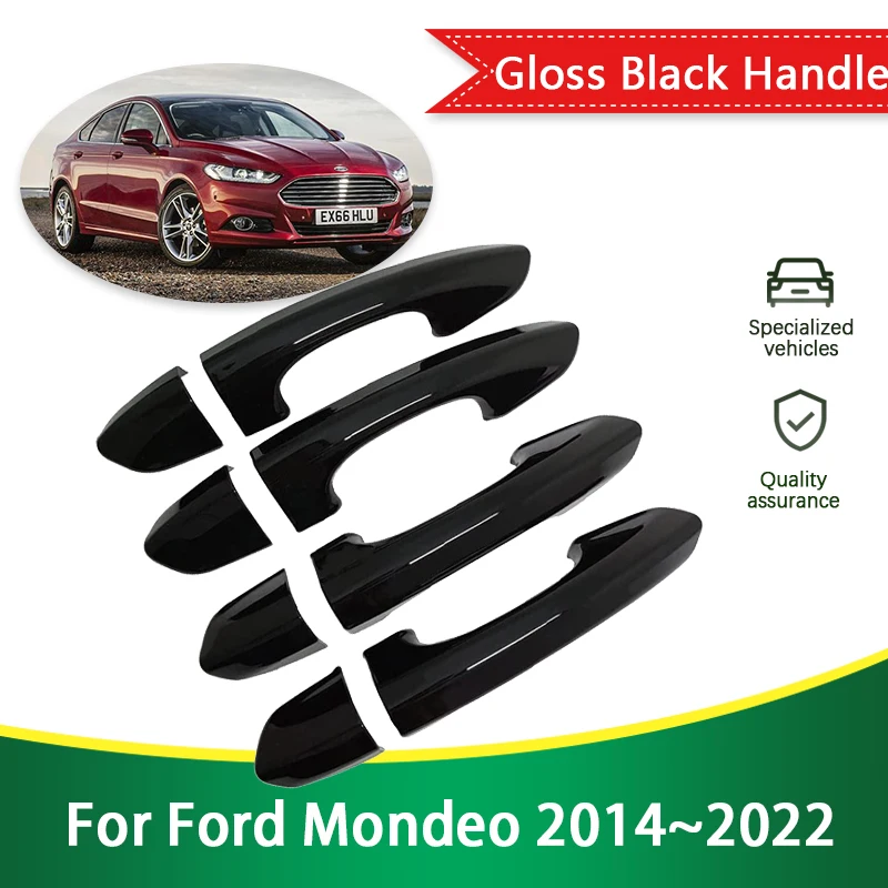 for Ford Mondeo Fusion 4 MK4 CD391 2014~2022 Luxuriou Gloss Black Outer Door Handle Cover Styling Sticker Trim Car Accessories