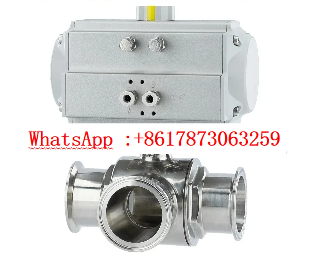 Q6845F-16P Pneumatic Food Hygiene Grade Quick Install Three way Clamp Stainless Steel 304 Reversing Ball Valve