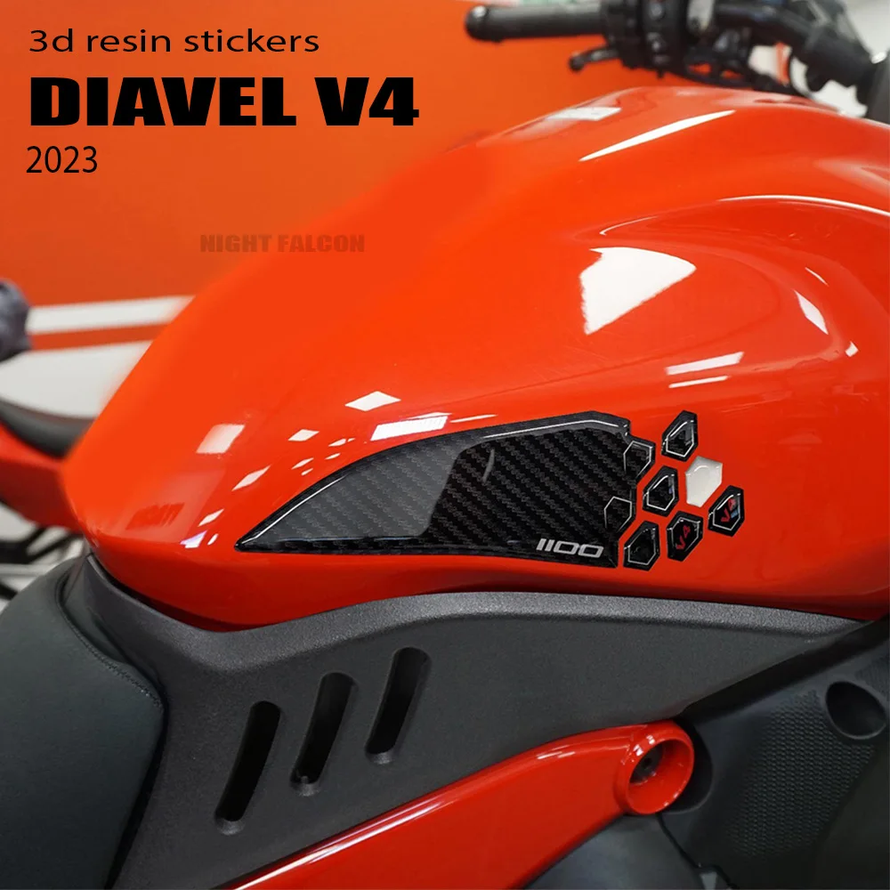 Motorcycle Accessories tank pad Protector 3D Epoxy Resin Sticker Kit For Ducati Diavel V4 2023-