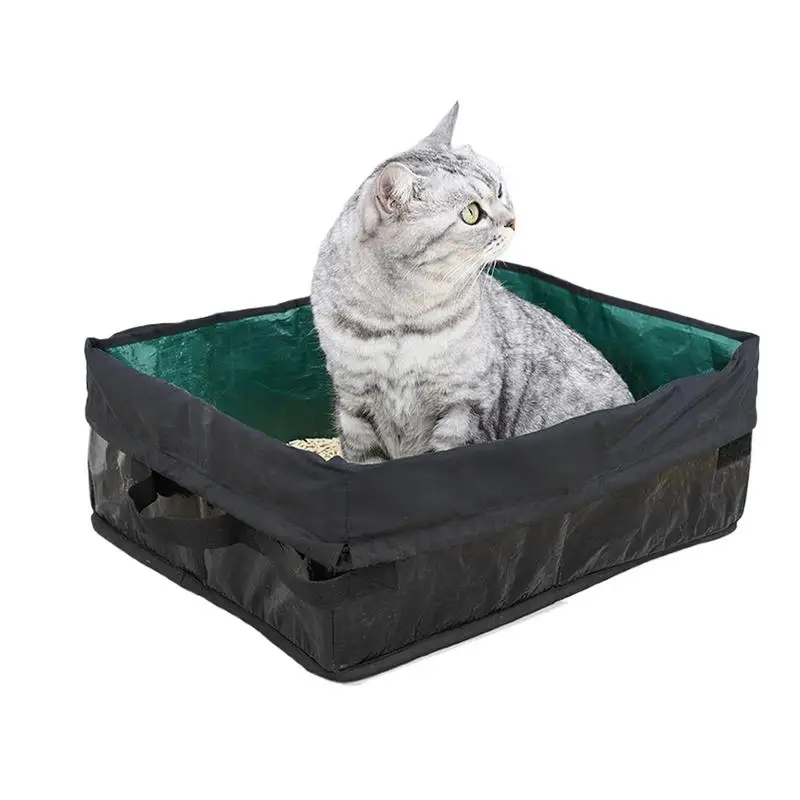 

Travel Litter Box For Cats Foldable Litter Box Open Top Tray Carrier For Indoor Car Travel Kittens Corner Placement Odor Control