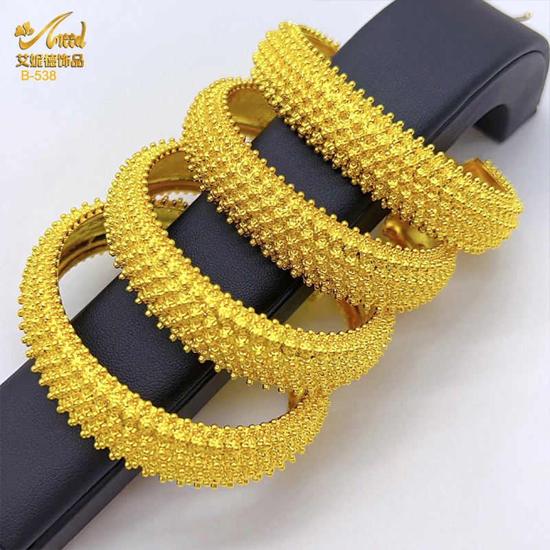 

ANIID Dubai Luxury Balls Cuff Bangles 24K Gold Plated For Women Indian Ethiopian Wedding Gifts Bridal Bracelets Jewellery