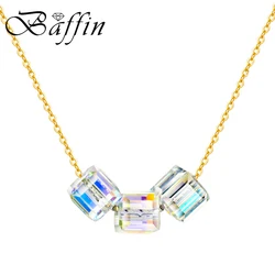 Square Shape Crystals From Austria Beads Pendant Necklaces Gold Silver Color Chain Collares For Women Simple Fashion Jewelry