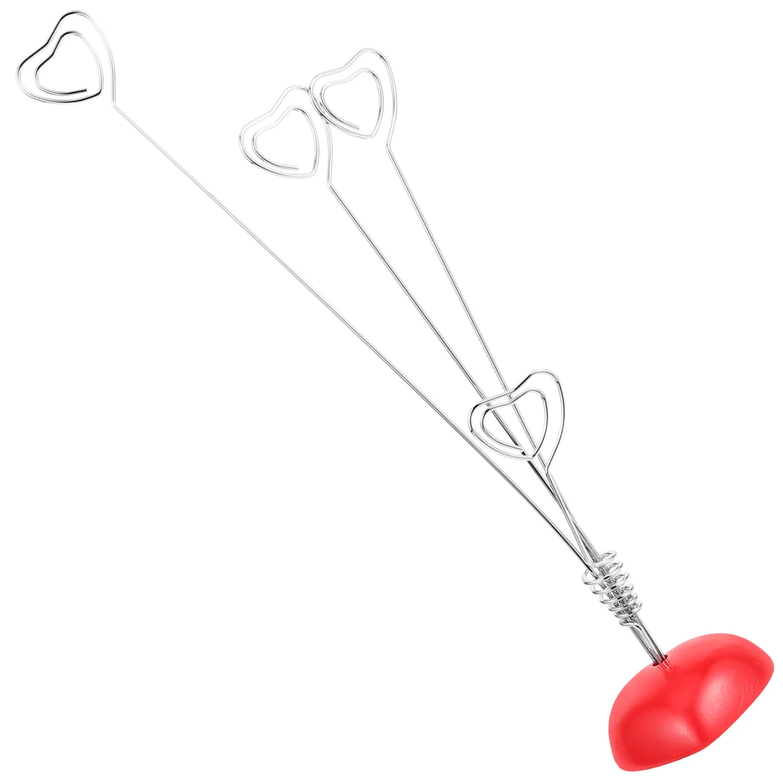Silver Red Heart Photo Holder Clip Tree Creative Note Memo Display Desk Decor 10.3x3 Inch Base 1.9x1.9 Inch Photo Holder