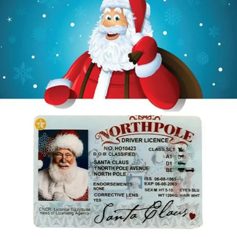 Christmas Santa Claus's Sled Drive License Card Model Toy Creative Surprise Gifts for Children Commemorative Collectible Toys