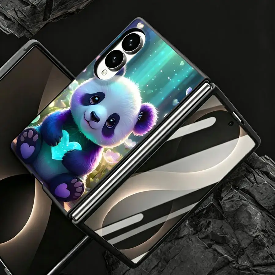 Case for Samsung Galaxy ZFold Wide Z Fold8 Wide Z Fold 8 ZFold8 Luxury Phone Cover Cute Panda Cartoon