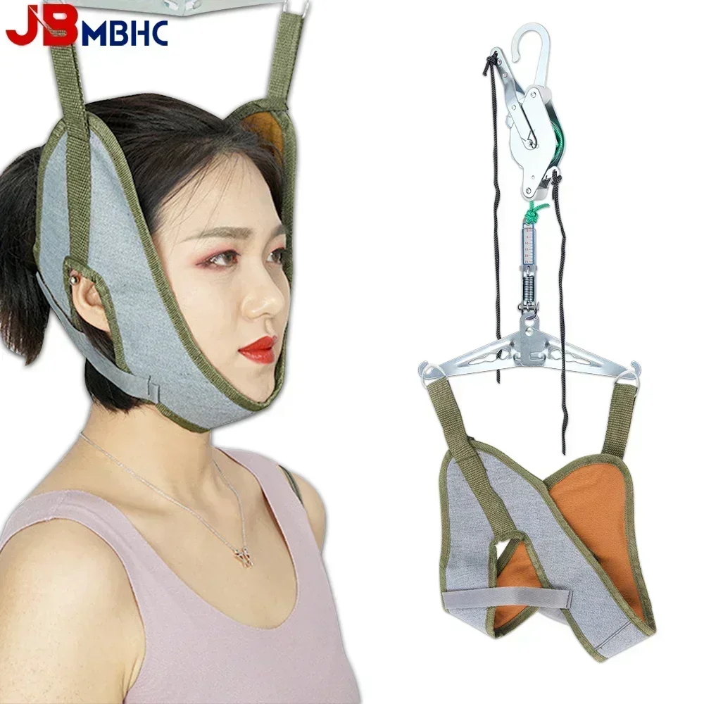 Adjustable Cervical Traction Device Hanging Neck Stretcher with Cushion for Pain Relief & Spinal Alignment Chiropractic Support