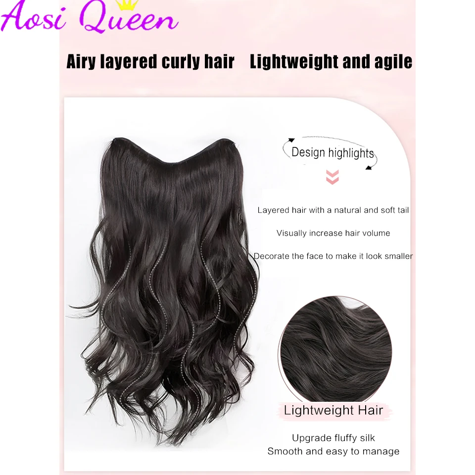 AOSI Synthetic Wig Women\'s One-piece French Curl Invisible Seamless Curling Piece To Increase Hair Volume Curly Hair Extensions