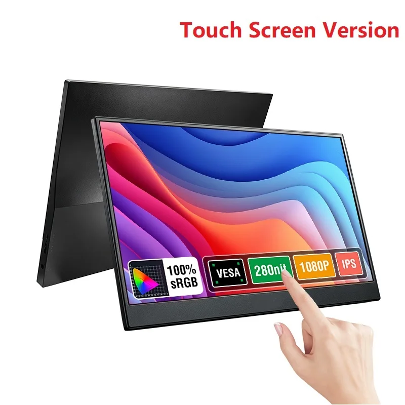 15.6-Inch Touch Portable Monitor Non-touch Optional 1080P HDR 16:9 For XBox PS4 / 5 Switch Cell Phone PC Loptop Extensio