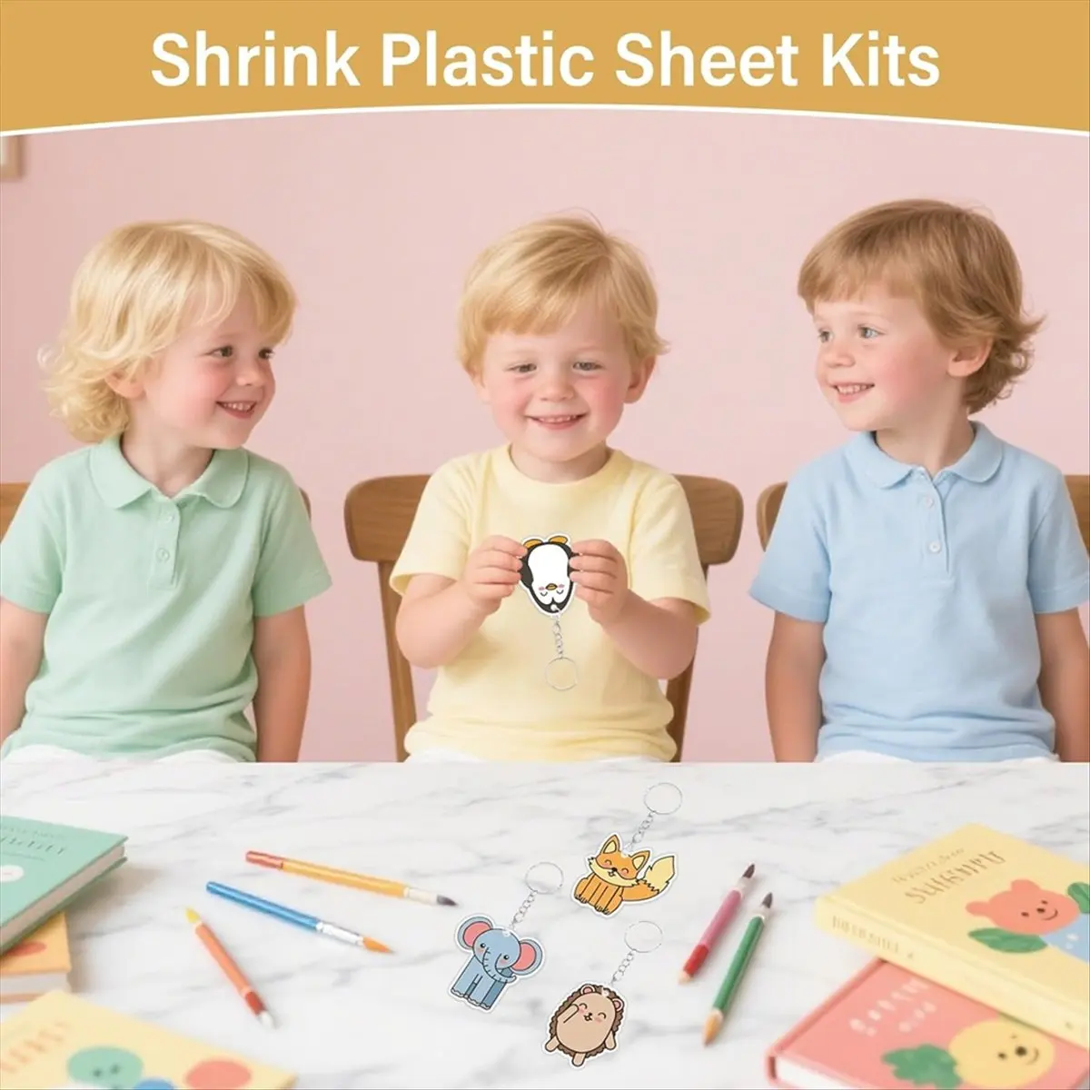 161 Pcs Shrink Paper Keychain Kit,with 30 Pcs Shrinky Plastic Sheets 7.9