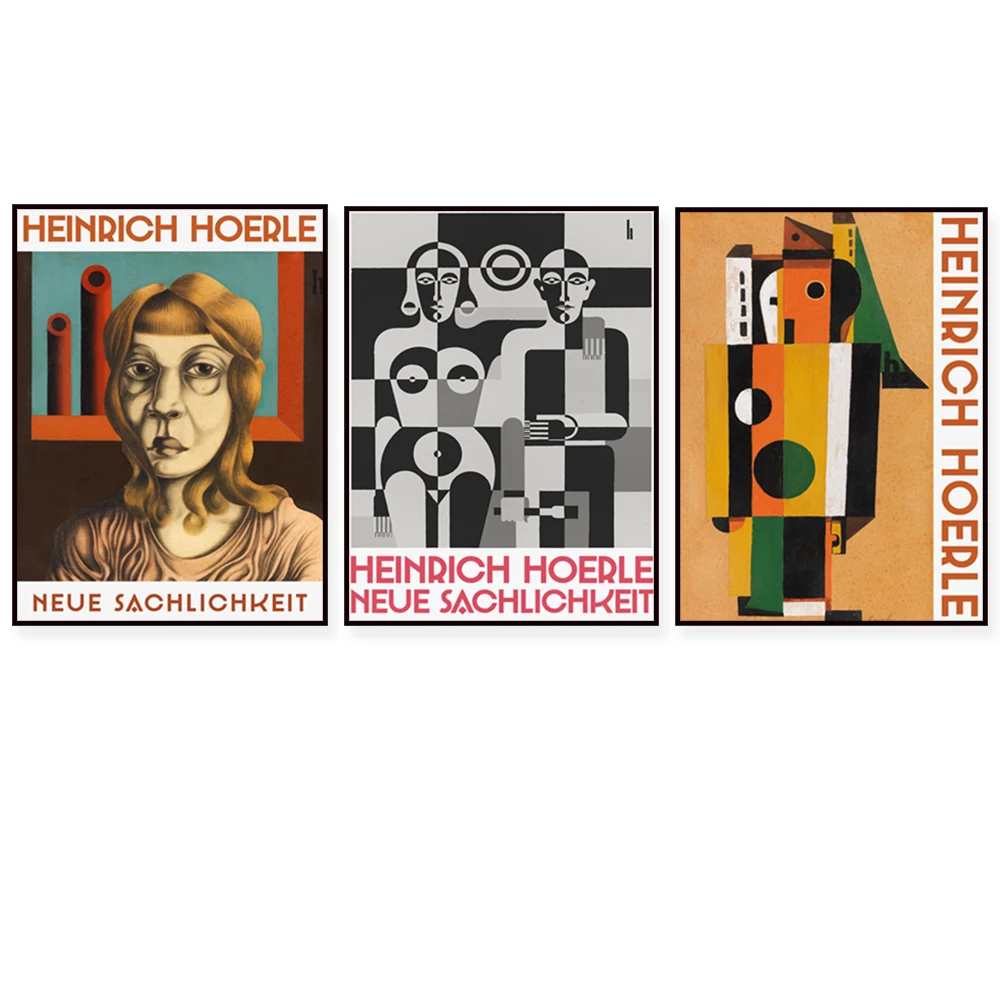 Begegnung by Heinrich Hoerle, geometric portraits, Weimar Republic art, museum modern art posters, roaring twenties from Germany