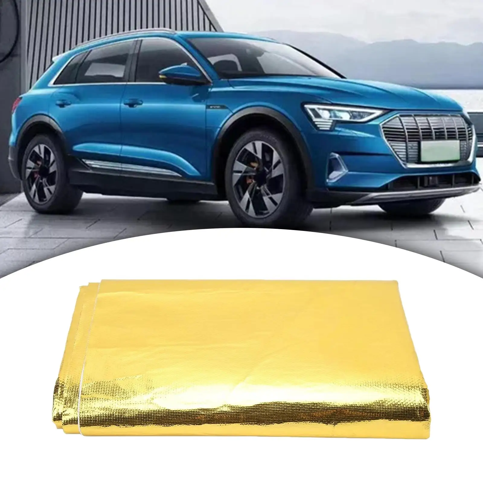 99x119cm Heat Shield Wrap Tape Heat Insulation Sheet Gold Color for Hose and Auto Use Aluminized Fiberglass Sticky Backed