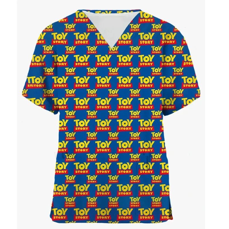 توي ستوري 4 عيادة مستشفى ممرضة عمال ثلاثية الأبعاد تي شيرت مطبوع المرأة الخامس الرقبة جيب الملابس الطبية التمريض العلوي العمل