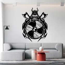 Viking Culture Vinyl Wall Stickers Nordic Warrior Shield Tomahawk Military War Men Room Bedroom Car Decoration Vinyl Decal Gift