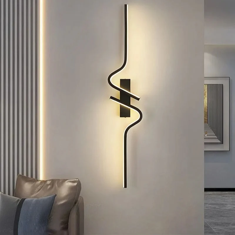 

Modern Indoor Black LED Wall Lamps for TV Sofa Background Interior LED Wall Lights Wall Sconce Decor for Bedside Bedroom