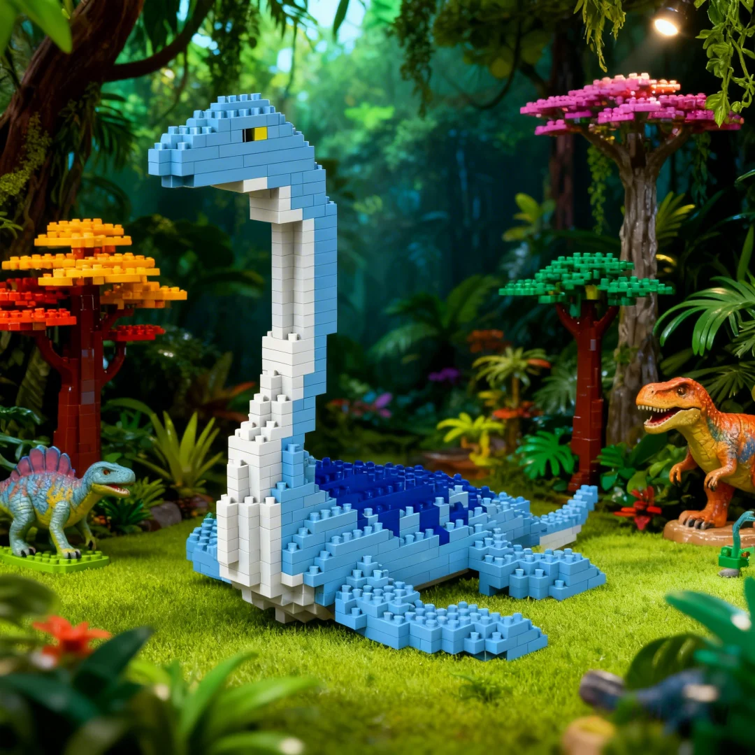 T-Rex Plesiosaurier Dinosaurier Mikro-Bausteine Spielzeug – Kreatives Lerngeschenk für Kinder, Geburtstagsparty-Geschenk, Weihnachtsbaumschmuck – Detail 2