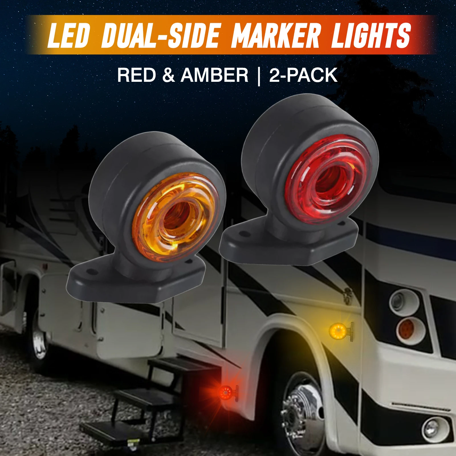 

2x 12-30V Universal Taillight Side Clearance Marker Indicators For SUV Vans Lorry Rvs Bus Boat Trailer Warning Turn Signal Light