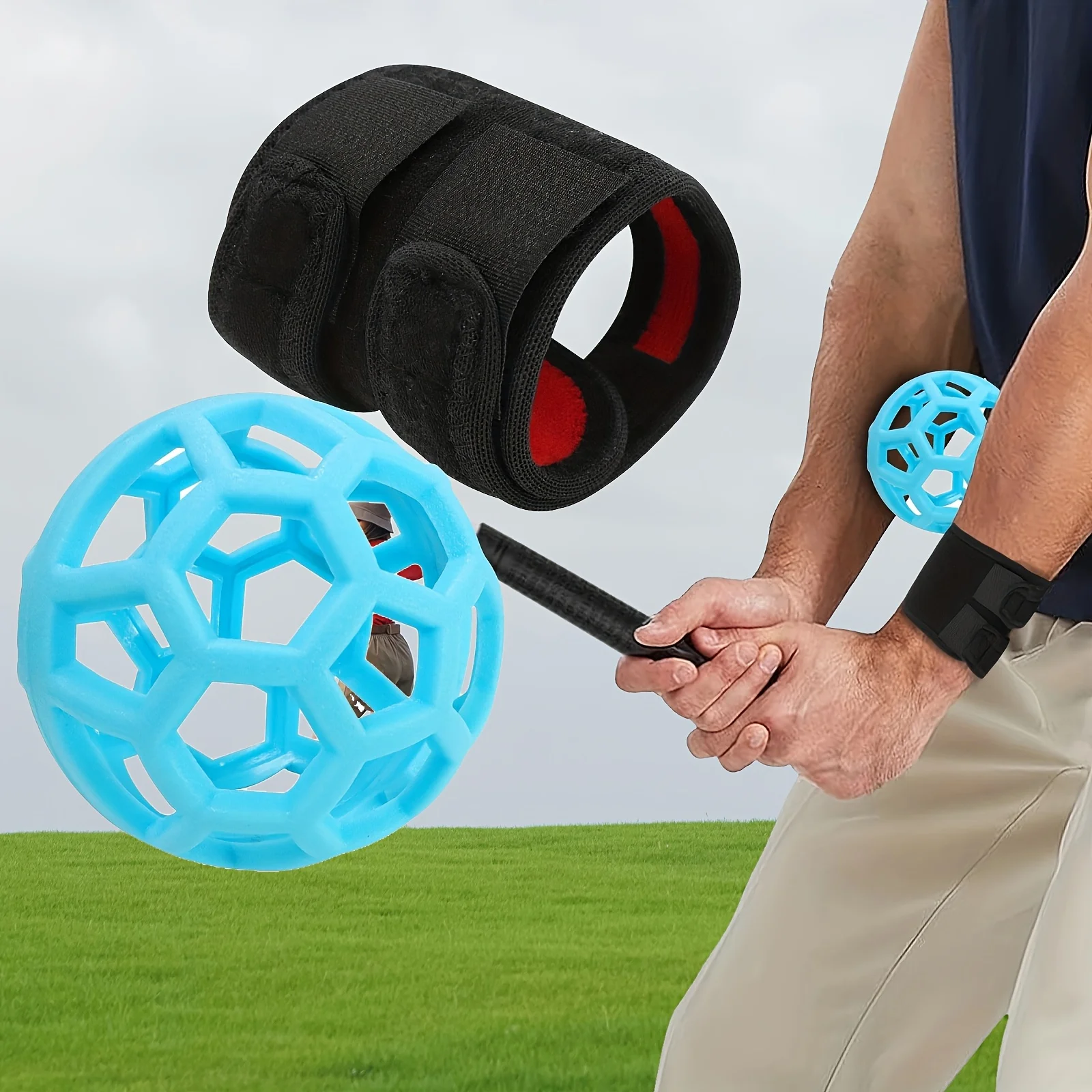 Smart Golf Swing Trainer with Adjustable Wristband - Impact-Sensing Ball for Posture Correction