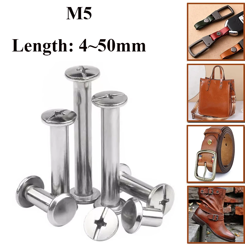 

25pcs~10pcs Binding Screws Nail Rivets M5 Nickel Plated Bolts for Photo Album Leather Craft