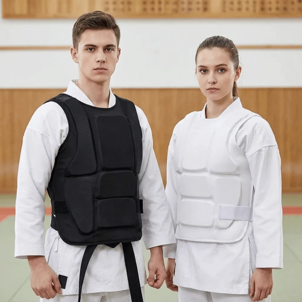 Wear-Resistant Chest Guard Vest Rib Protection Impact Guard Sparring Chest Guard Adjustable Fit Shock-Absorbing Rib Protector