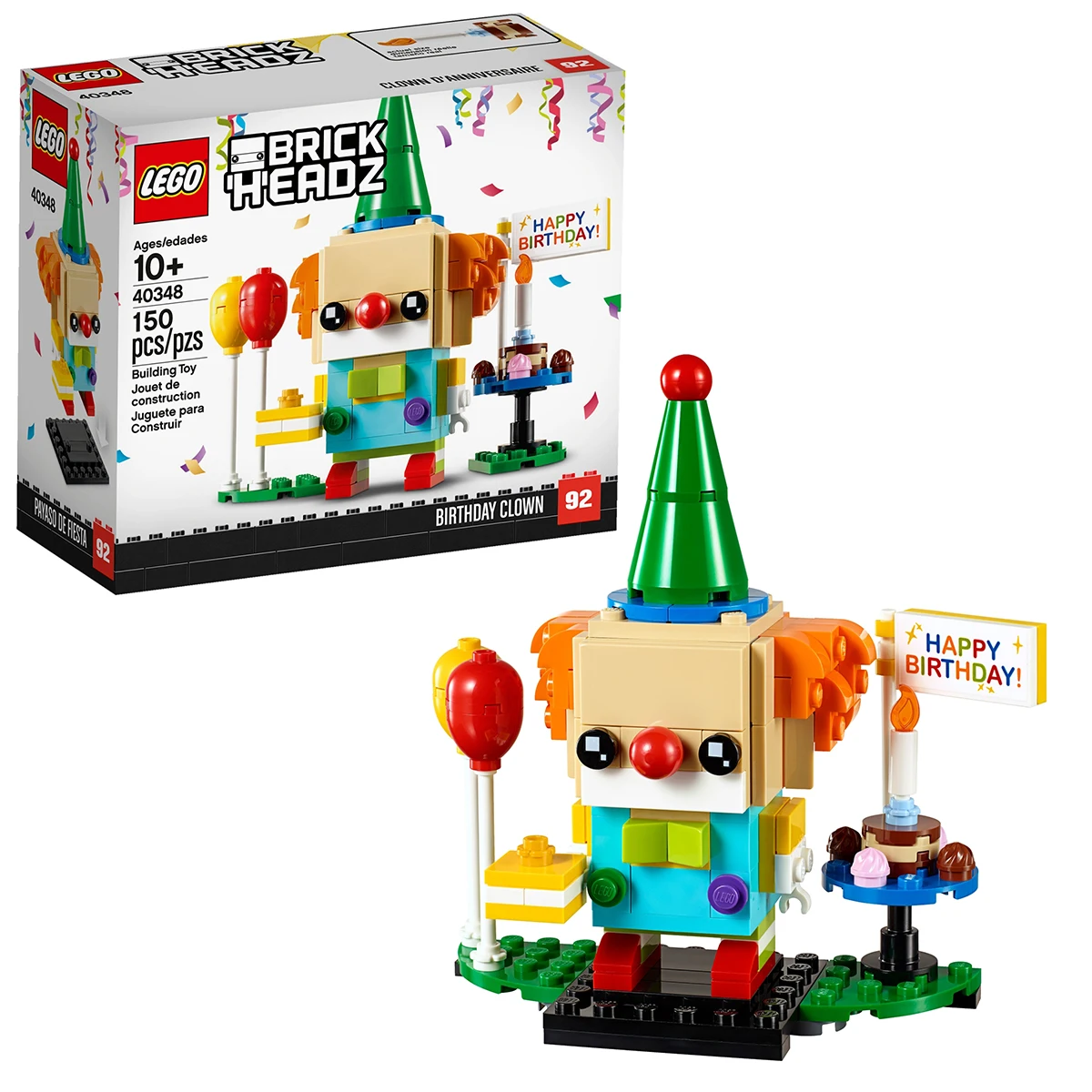 

LEGO 40348 BrickHeadz, клоун на день рождения, строительные блоки, игрушки для детей 10 лет, подарок на день рождения, 150 шт.