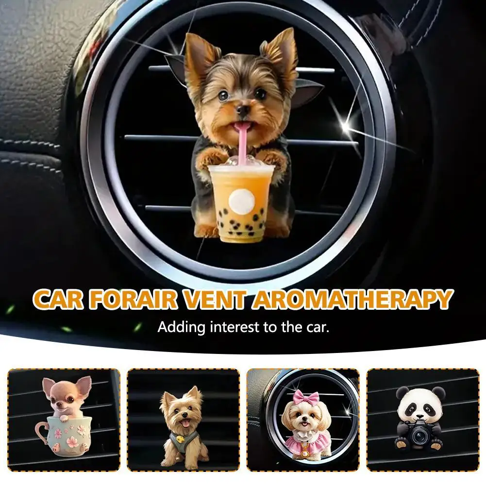 Ventilation Clip Universal Simple Installation Portable Fun Cartoon Cats Dogs Air Vent Clips Acrylic Car Interior Decoration