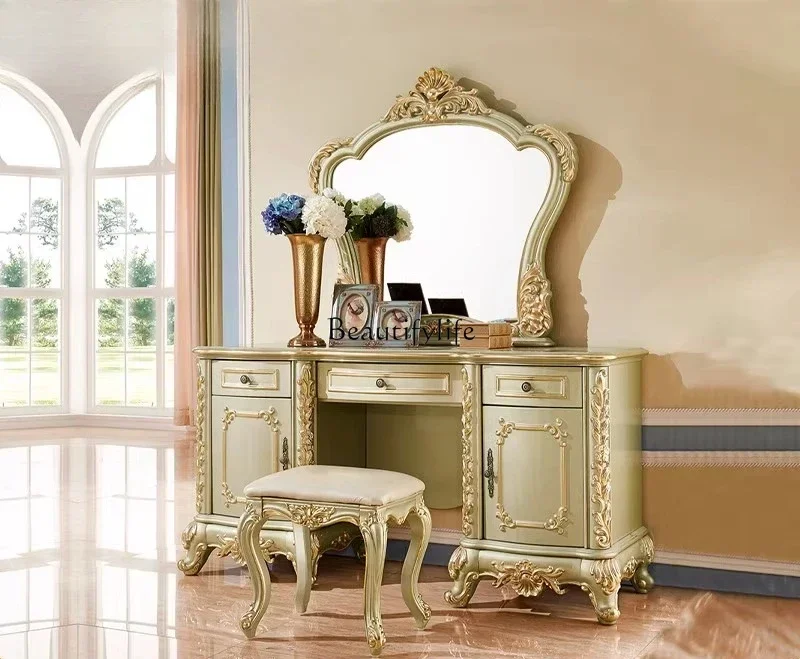 

LJY12European-style all-solid wood dresser French villa bedroom high-end carved makeup table