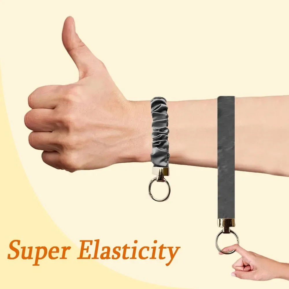 Neuer tragbarer Anti-Verlust-Schlüsselanhänger: Stylischer Seiden-Handgelenkriemen mit elastischem Darm-Schlüsselanhänger und Schlüsselkette – Ideales Geschenk – Detail 4