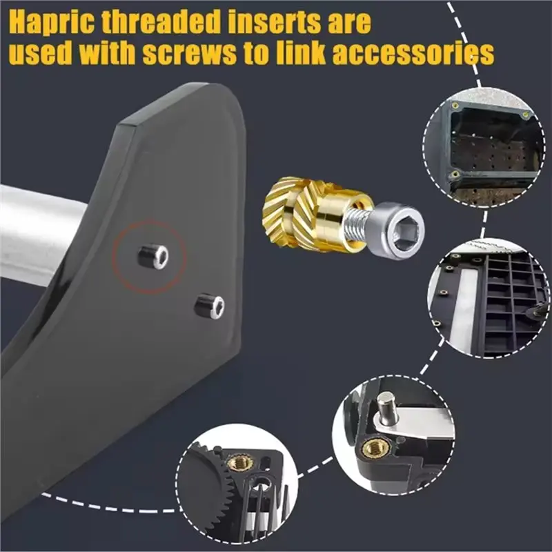 AA81-For 3D Printing Plastic Compatible Heat-Set Threaded Brass Insert Nuts-M2.5-M8 Hot Melt Kit With Soldering Iron Tips