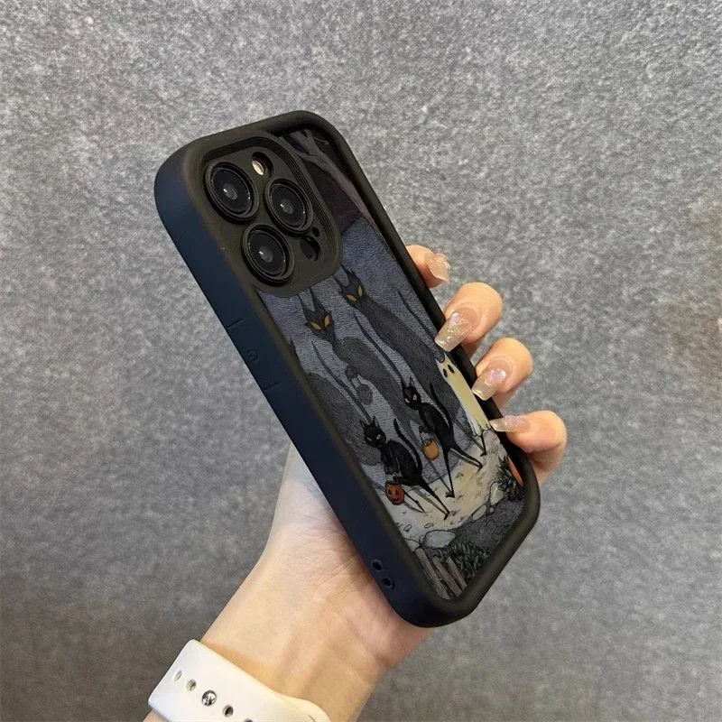 Dark Funny Monster Cat Fox Creative Phone Case for iPhone 16 15 Pro Max 11 12 13 14 XS XR7 8 Plus Matte Soft Shockproof Case image 3