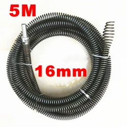 5 Meter Long Dredging Spring Electric Machine Drill Extension Spring 16mm Sewer Kitchen Toilet Pipe Clogging Cleaner Tool