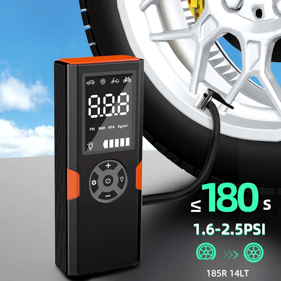 UPP Mini Portable Air Compressor 150PSI Tire Inflator For Car Bike Ball Motorcycle Pump Multi-Use Bike Car Pump