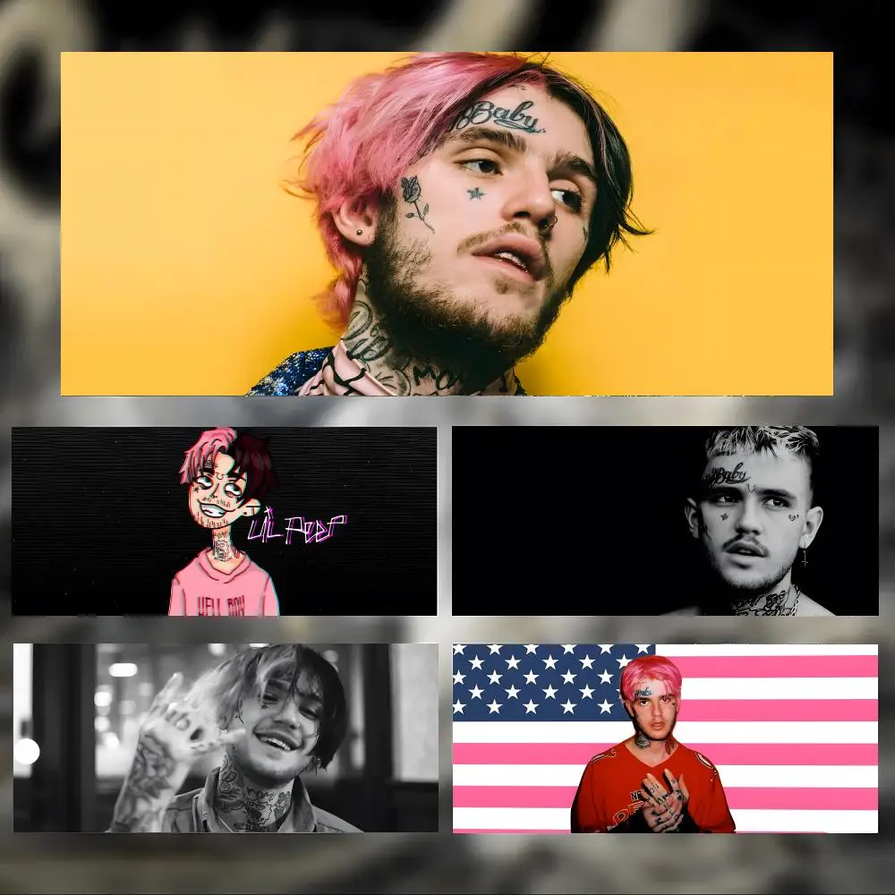 Dark Emotional Singer l-Lil Peep Hell Boy Mouse Pad Large Thick Desk Pad Stitched Edges Gaming Mouse Mat for PC