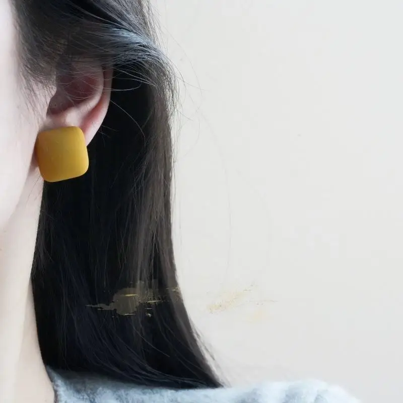 GANPUP Minimalistische Mattierte Quadratische Geometrische Ohrstecker für Frauen, Modischer Ohrschmuck, Accessoires, Geschenk für Party – Detail 6