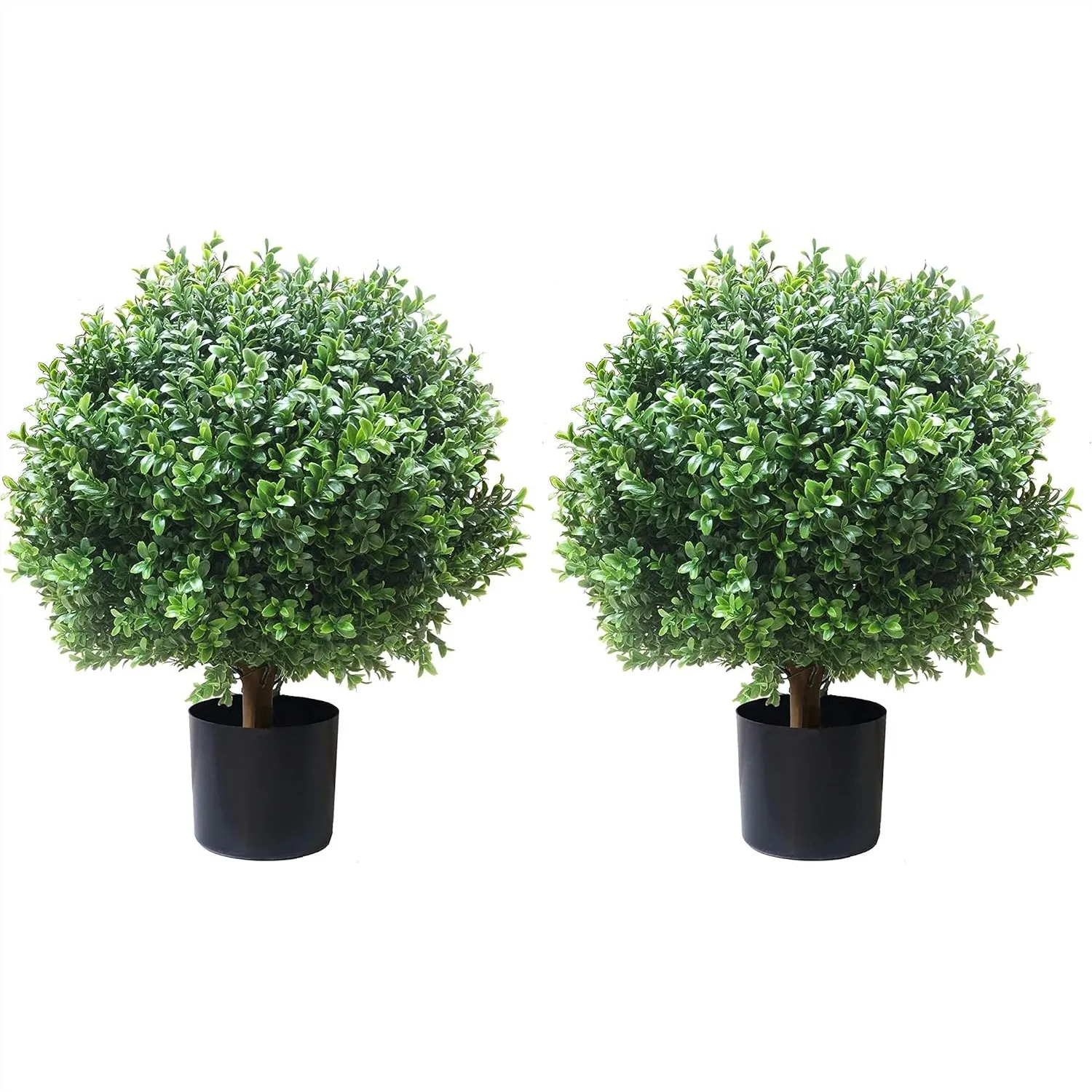 

Boxwood Ball Artificial Topiary Trees Set of 2, UV Protected Faux Outdoor Plants for Porch Decor