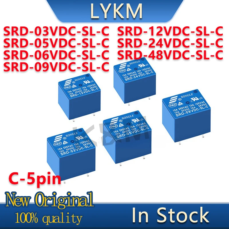 10PCS New SRD-03VDC-SL-C SRD-05VDC-SL-C SRD-06VDC-SL-C SRD-09VDC-SL-C SRD-12VDC-SL-C SRD-24VDC-SL-C SRD-48VDC-SL-C 5pin In Stock