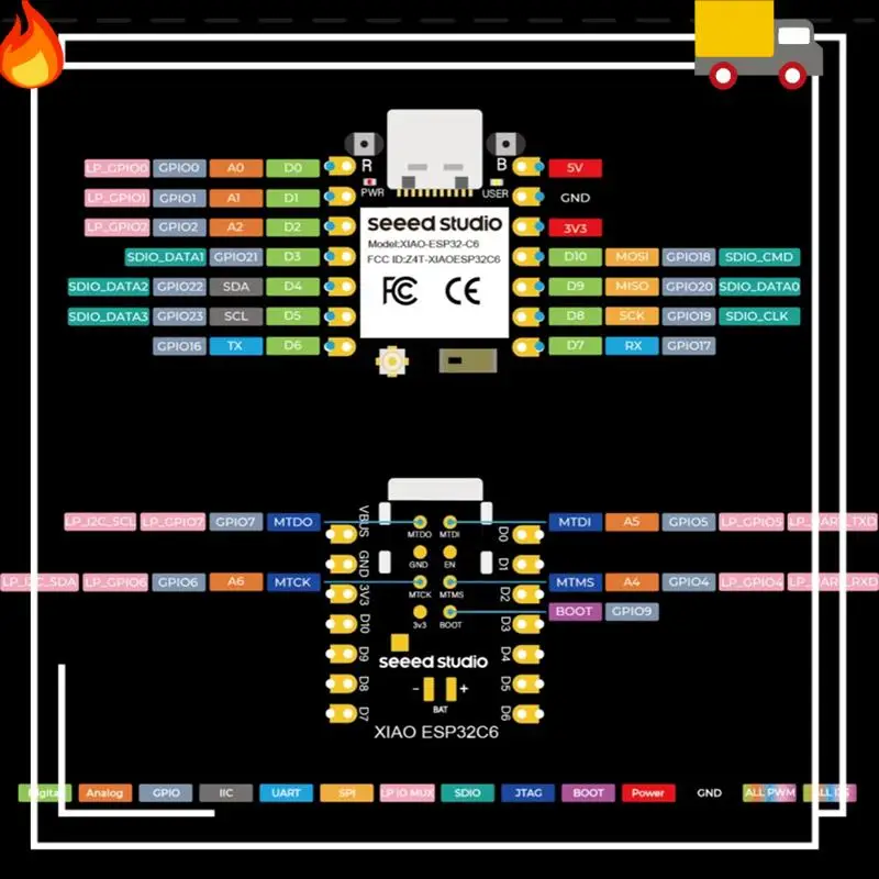 

Скидка-для XIAO ESP32C6-2.4 Ghz Wi-Fi 6, Bluetooth 5.3 для Zigbee Thread (802.15.4), Rain Maker ESP, AWS Iot, Microsoft Azure