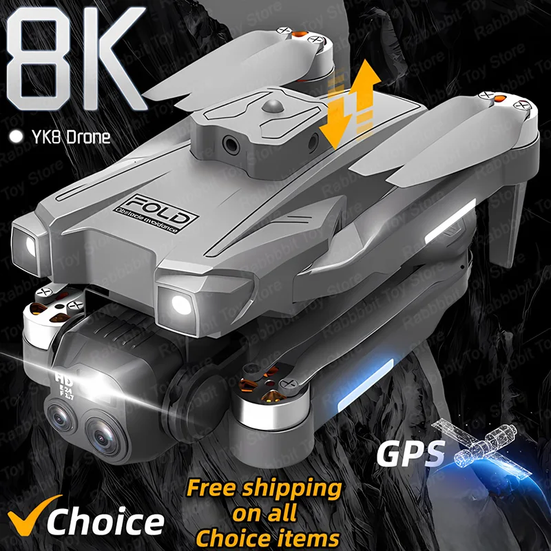 YK8 Drone 8K Professinal HD Camera 5G WIFI Optical Flow 360 ° Liftable Obstacle Avoidance Head Brushless Motor RC Quadcopter