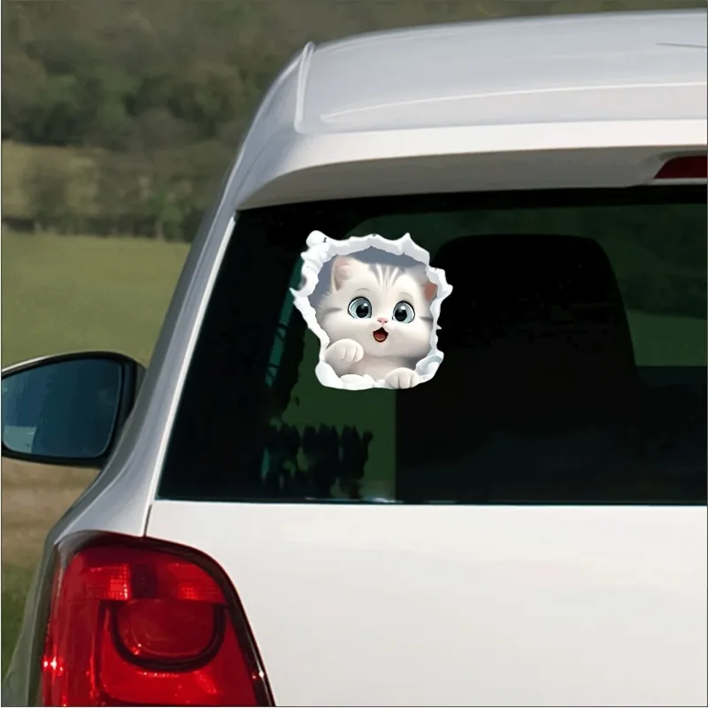 Cute Cartoon Cat Vinyl Sticker Waterproof Sunproof Decal for Car Window Body Motorcycle Helmet Scratch Cover