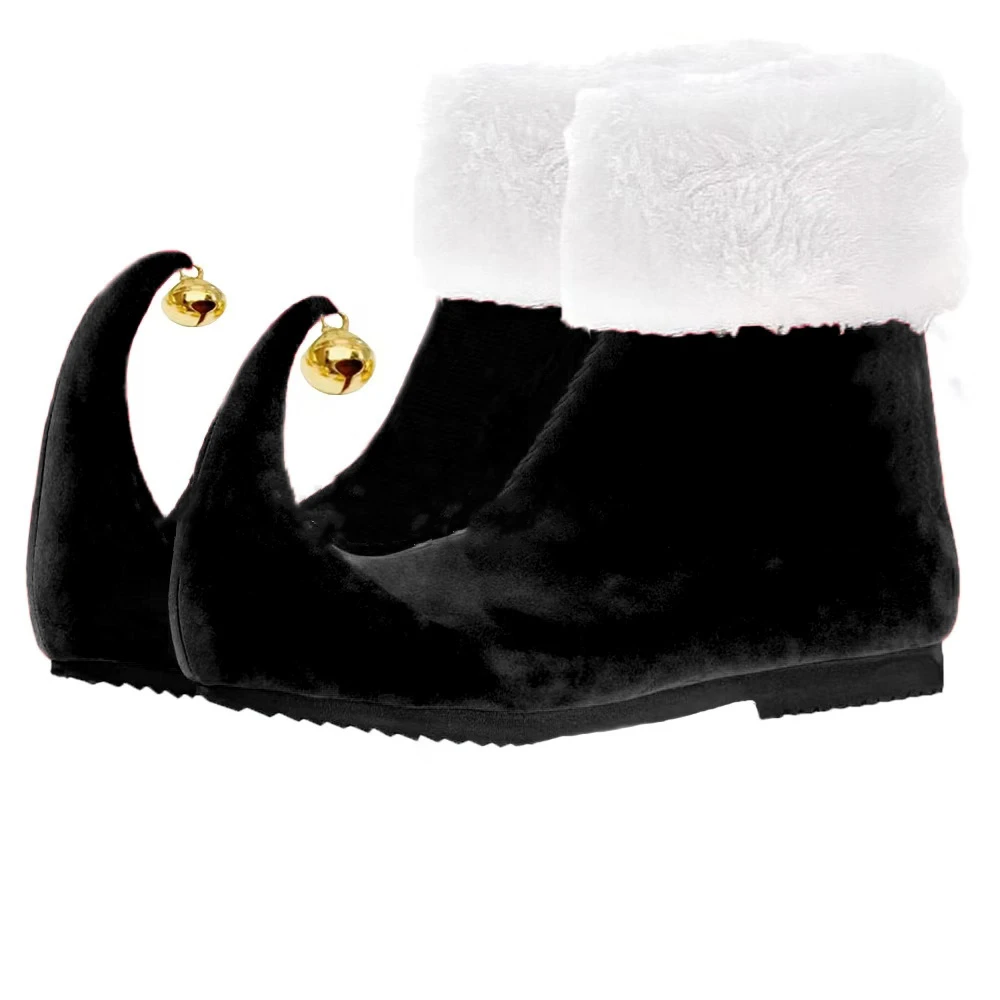 Weihnachtself Weihnachtsmann Stiefel für Erwachsene Unisex mit Glöckchen Rote Schuhe Knöchelhohe Stiefel Rollenspiel-Zubehör Party Bühnen-Performance-Requisite – Detail 5
