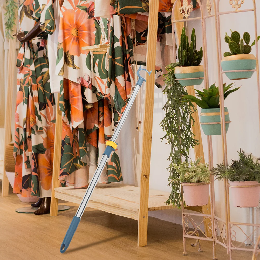 

Telescopic Clothes Rod Adjustable Lightweight Aluminum Clothes Reaching Pole for Balcony Closet Drying Space-Saving Retractable