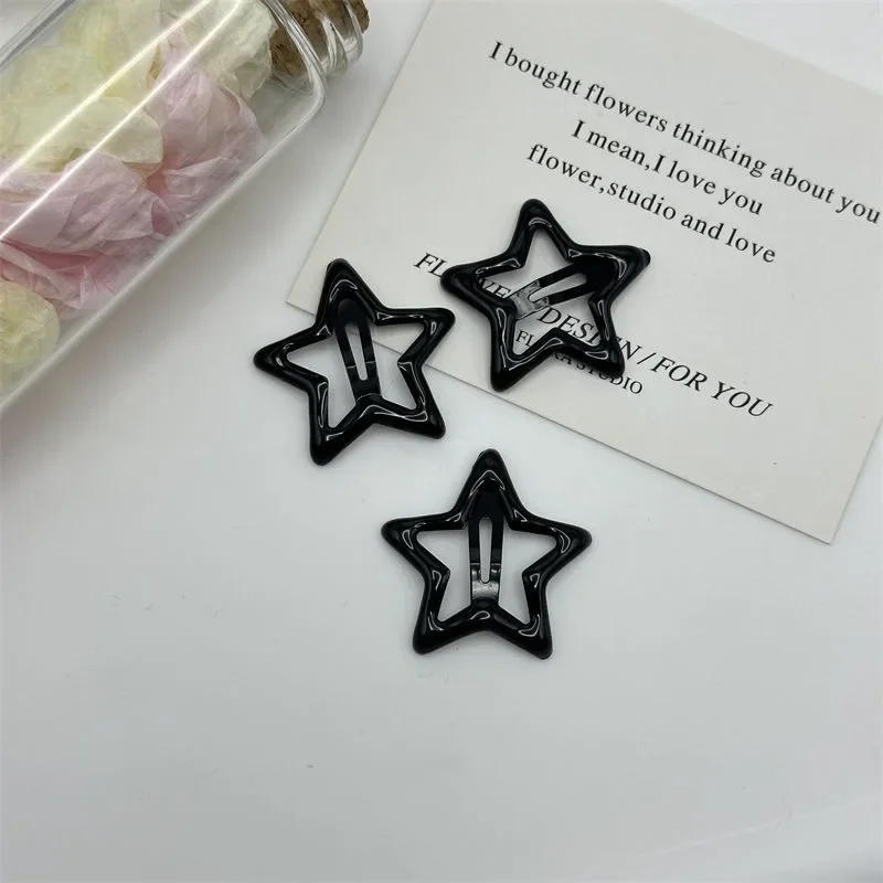 2/20PCS Star BB Black Hair Clip for Girls Y2K Cute Star Barrettes Women Personality Metal Snap Clip Headdress Hair Accessories