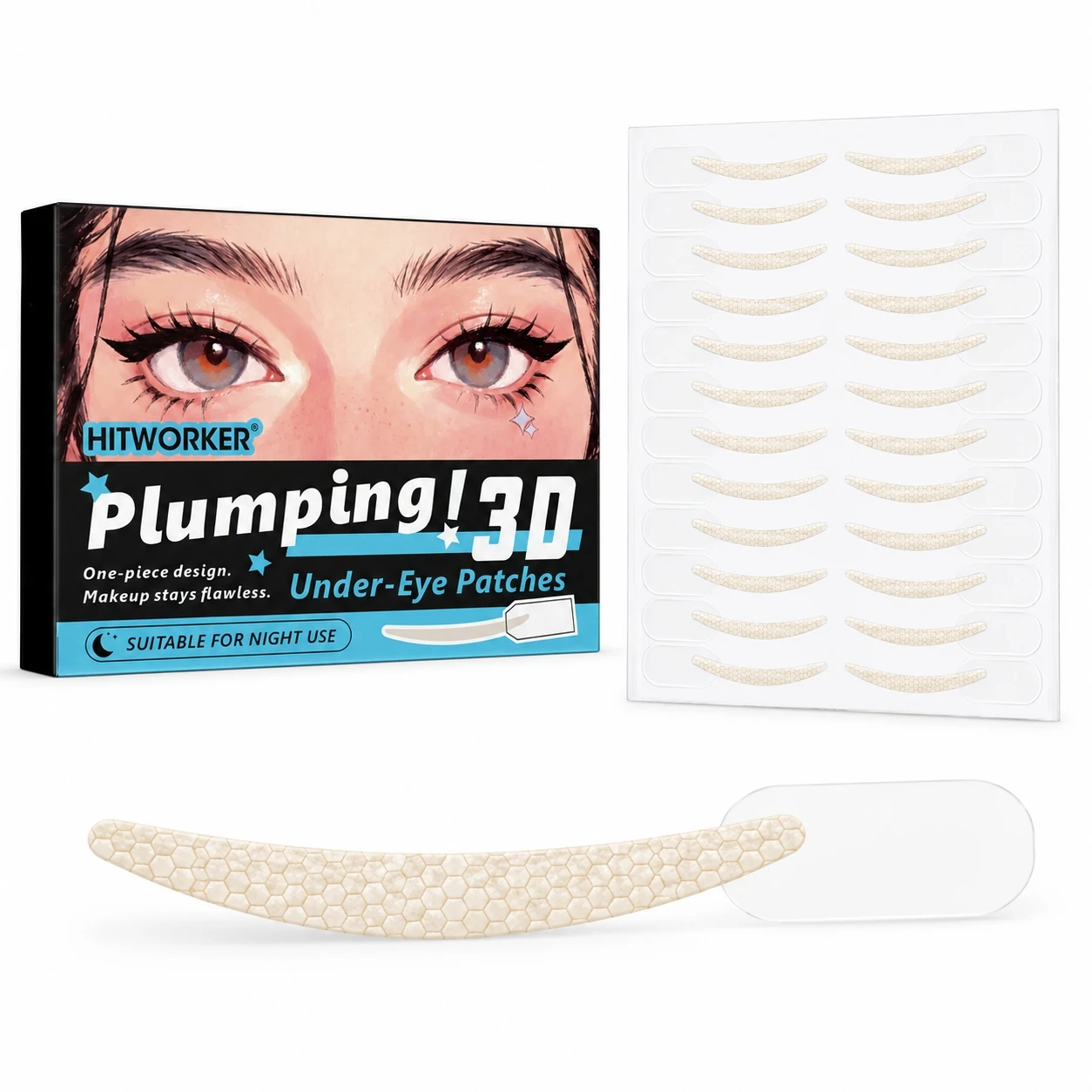 120PCS Under-Eye Accent Tape, Curved Soft Mesh Eye Styling Patches, Natural Beige Aegyo Sal Makeup Accessories